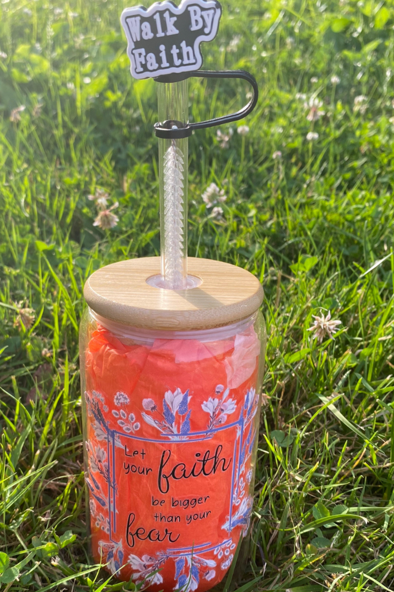 FAITH BIGGER THAN FEAR GLASS JAR