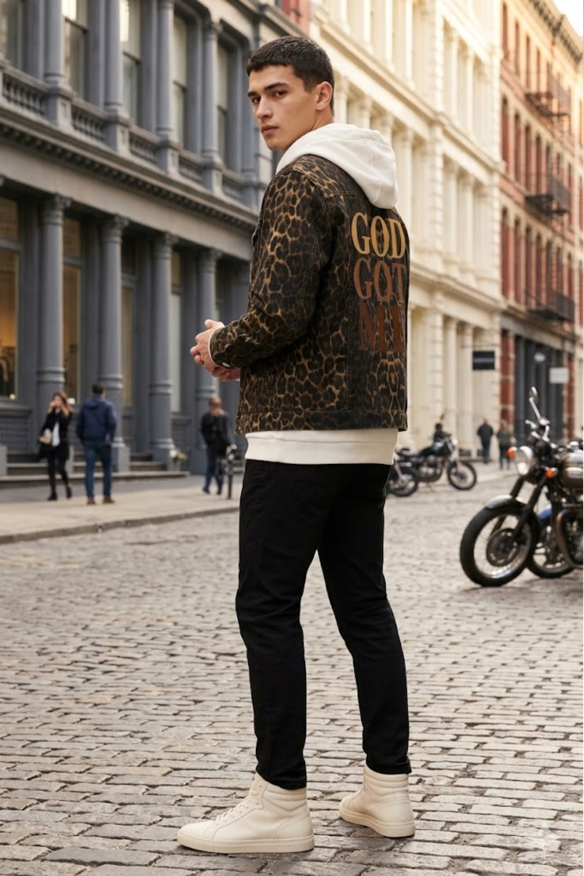 GOD GOT ME ANIMAL PRINT JACKET