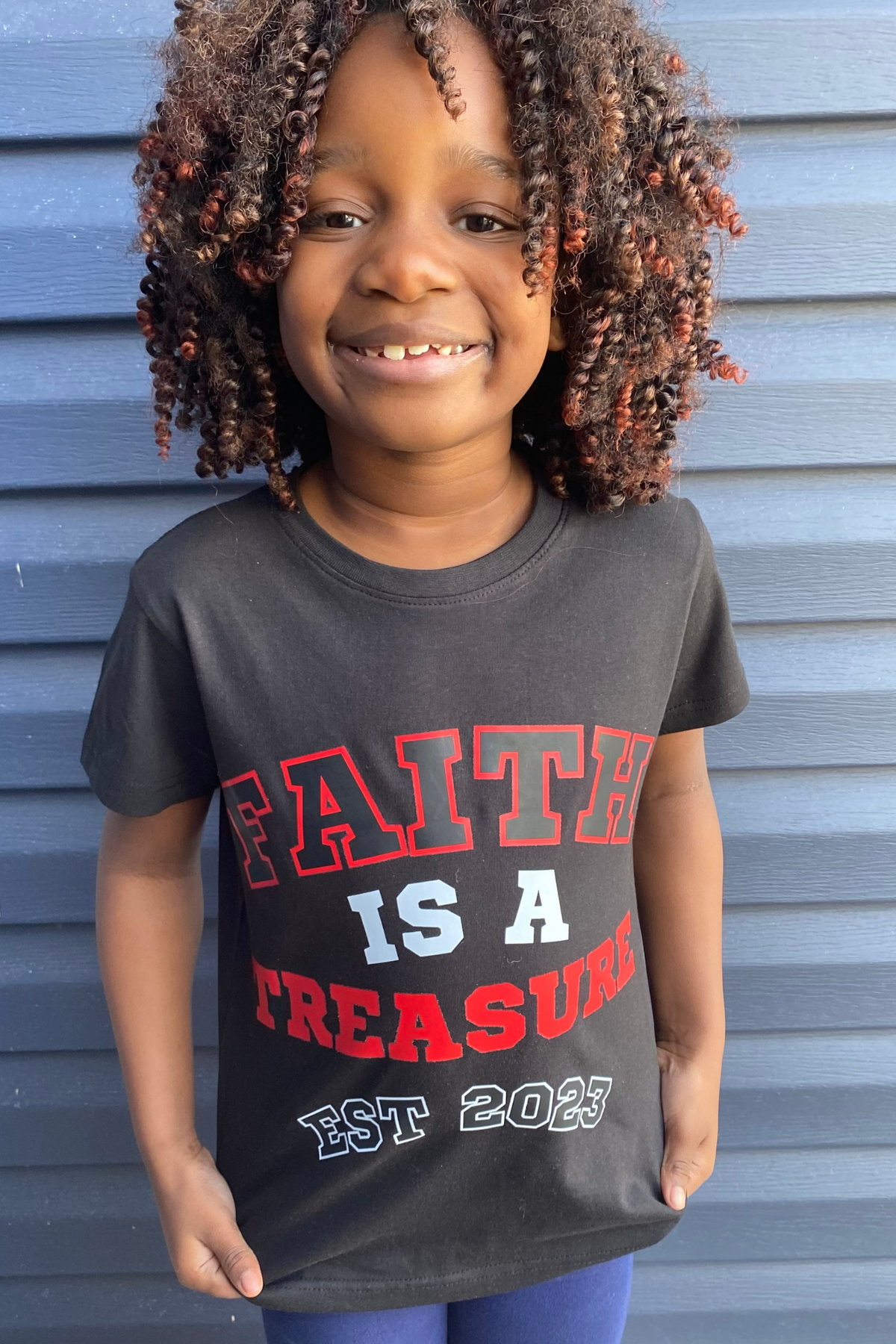 FAITH IS A TREASURE EST KIDS T-SHIRT