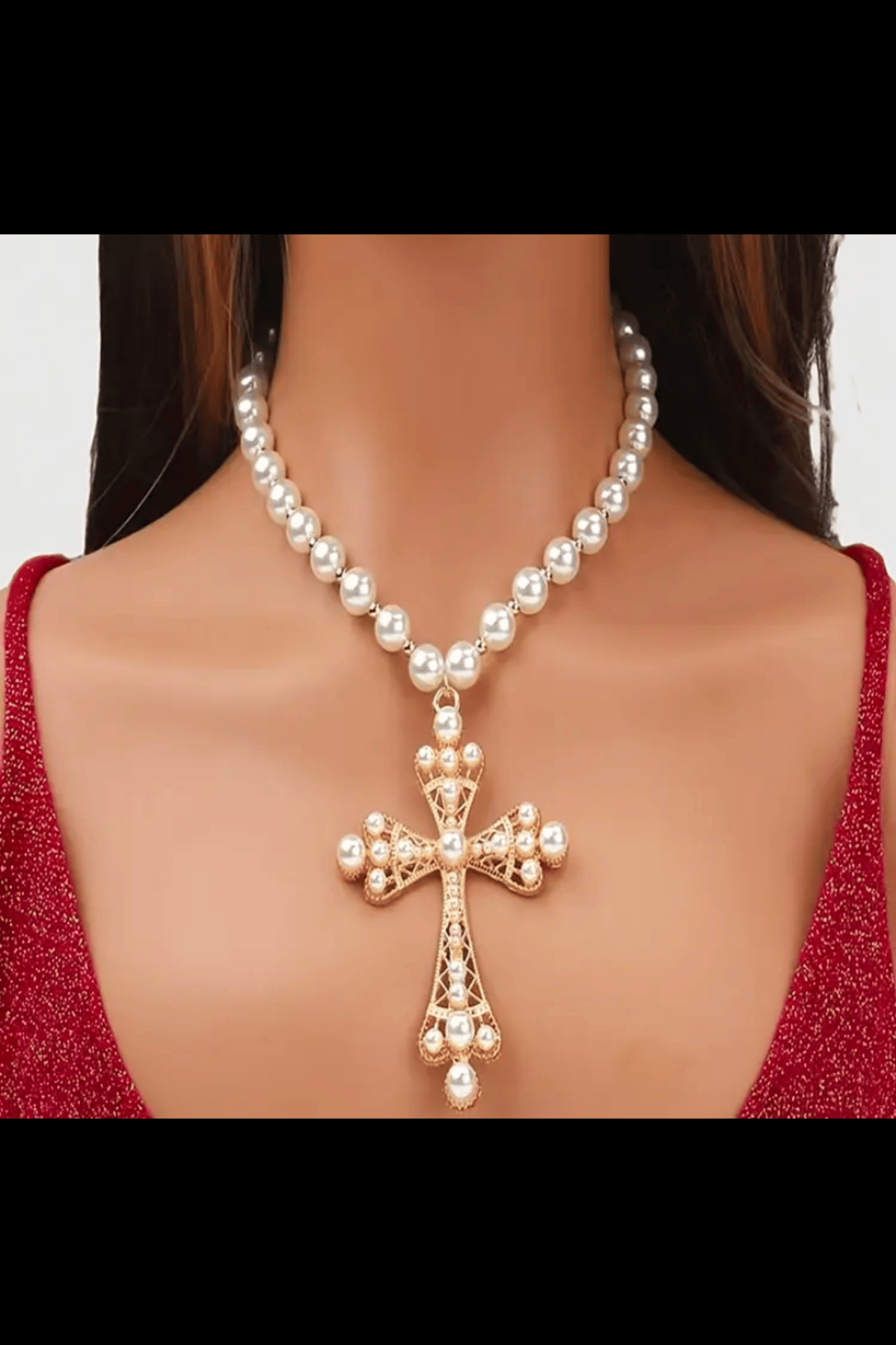 GRACE & PEARL CROSS NECKLACE