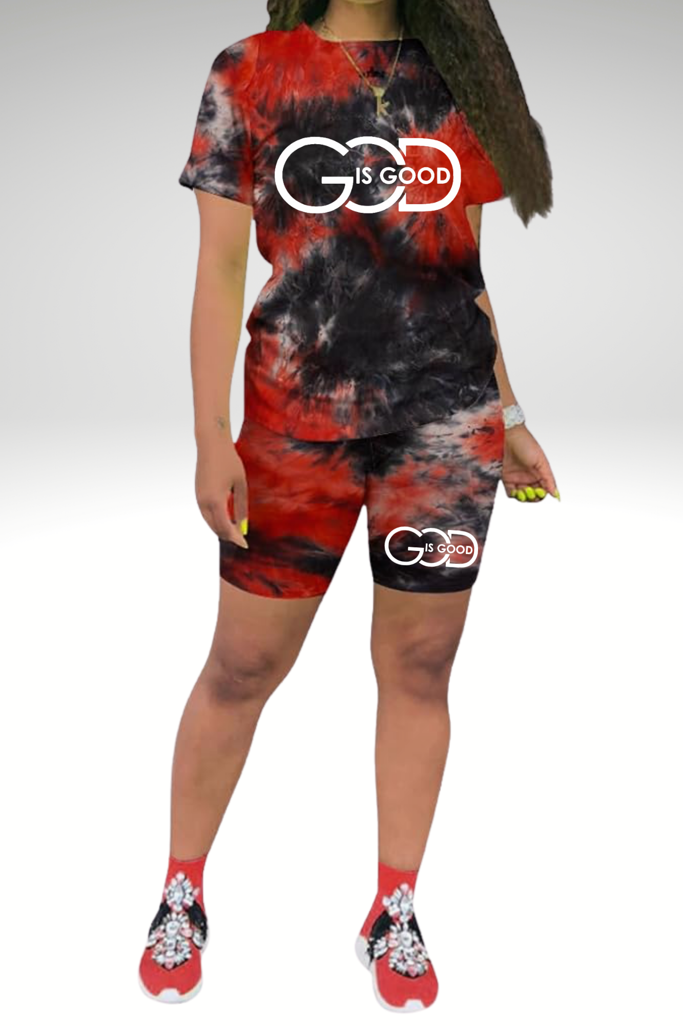 GOD IS GOOD WOMENS SHORT SETS