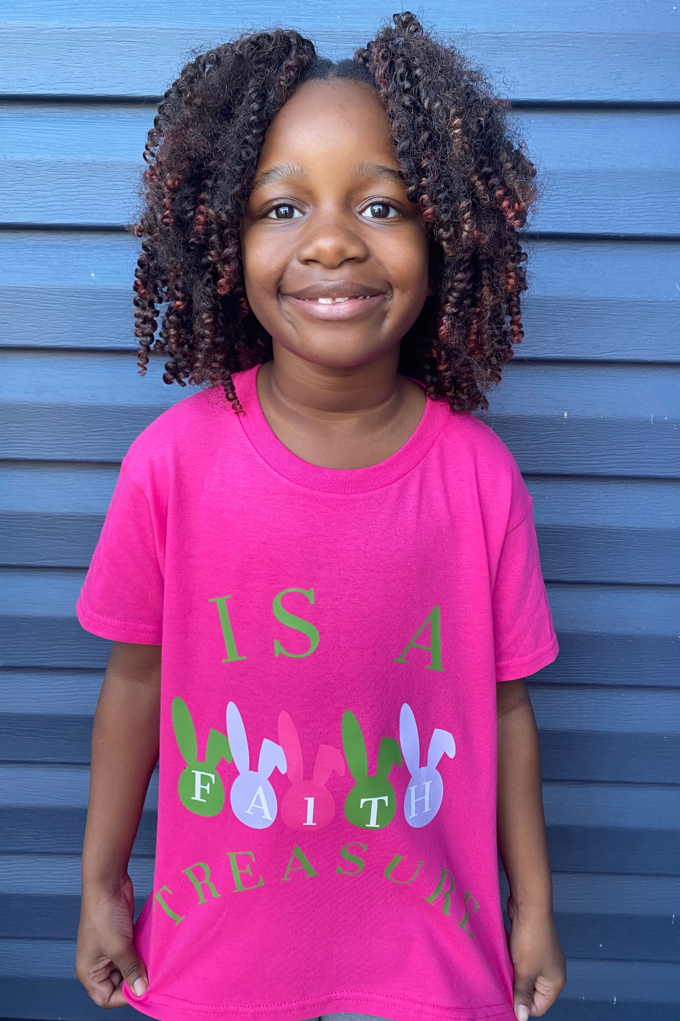 BUNNY FAITH IS A TREASURE KIDS T-SHIRT