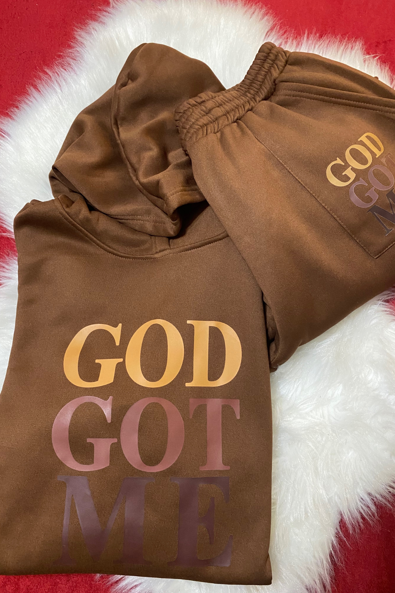 GOD GOT ME COFFEE BROWN SET
