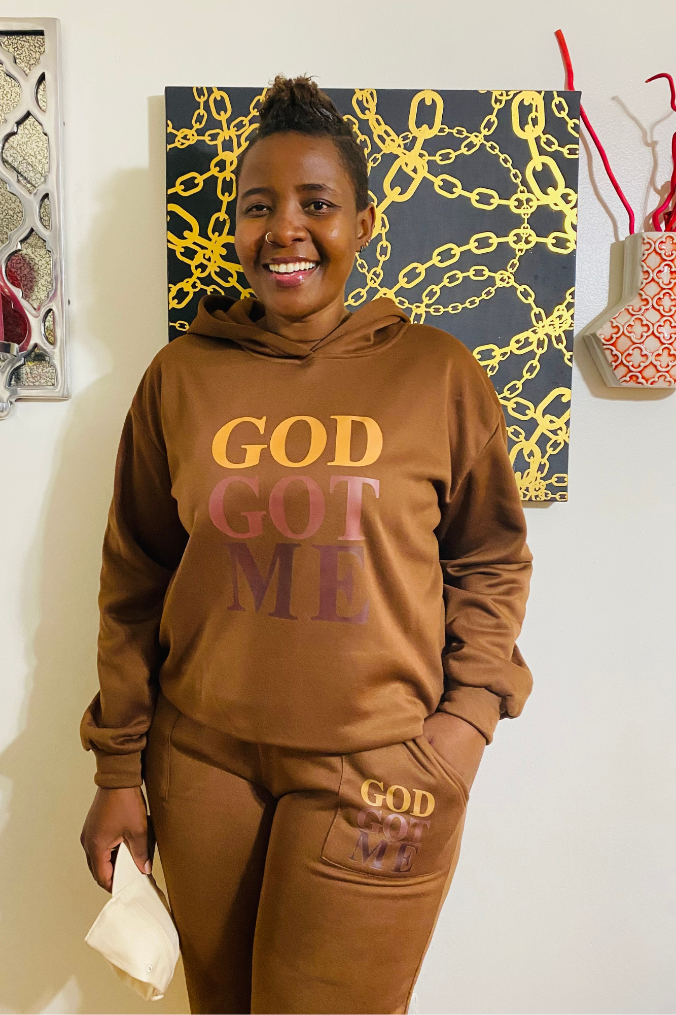 GOD GOT ME COFFEE BROWN SET