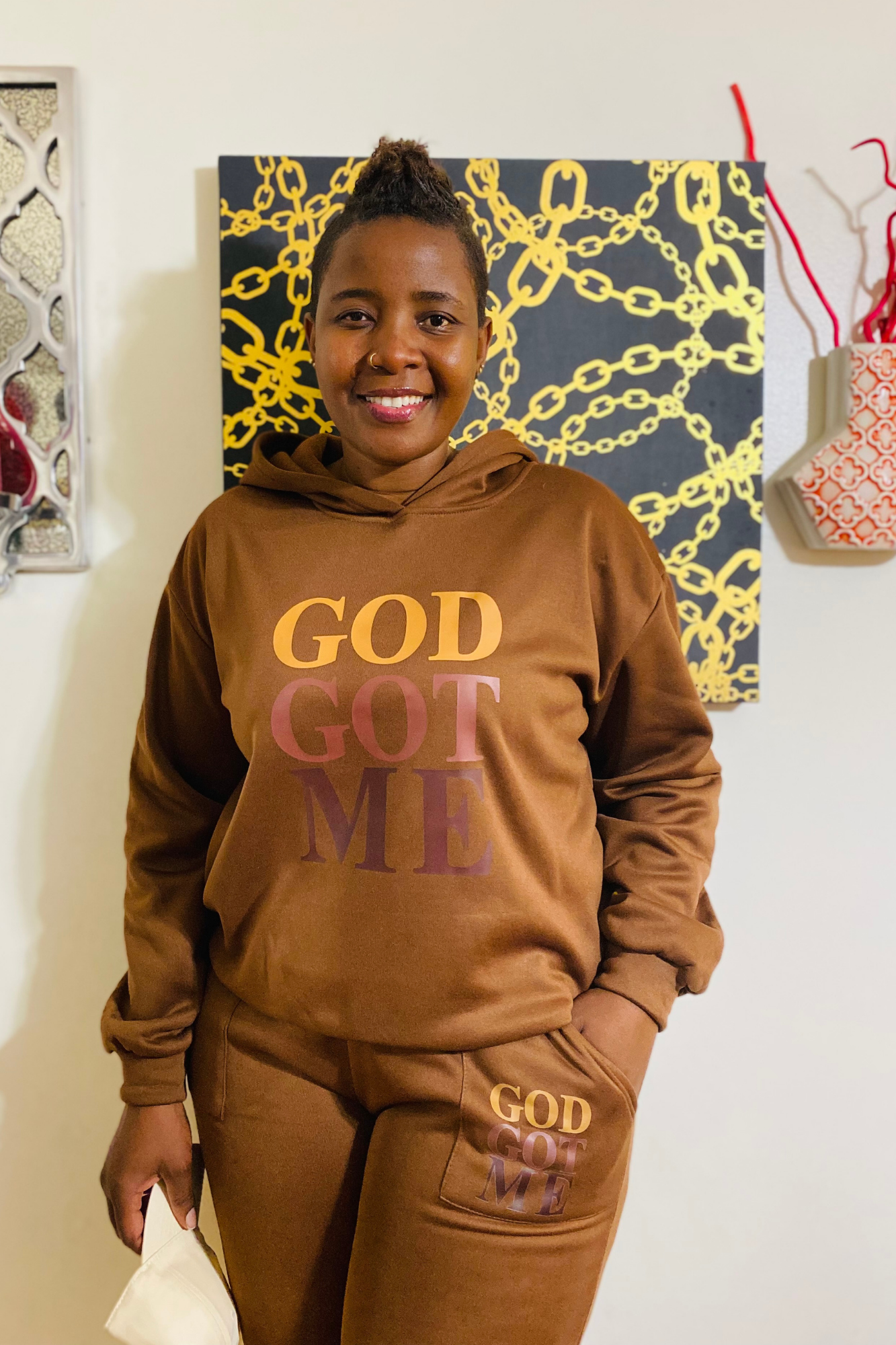 GOD GOT ME COFFEE BROWN SET