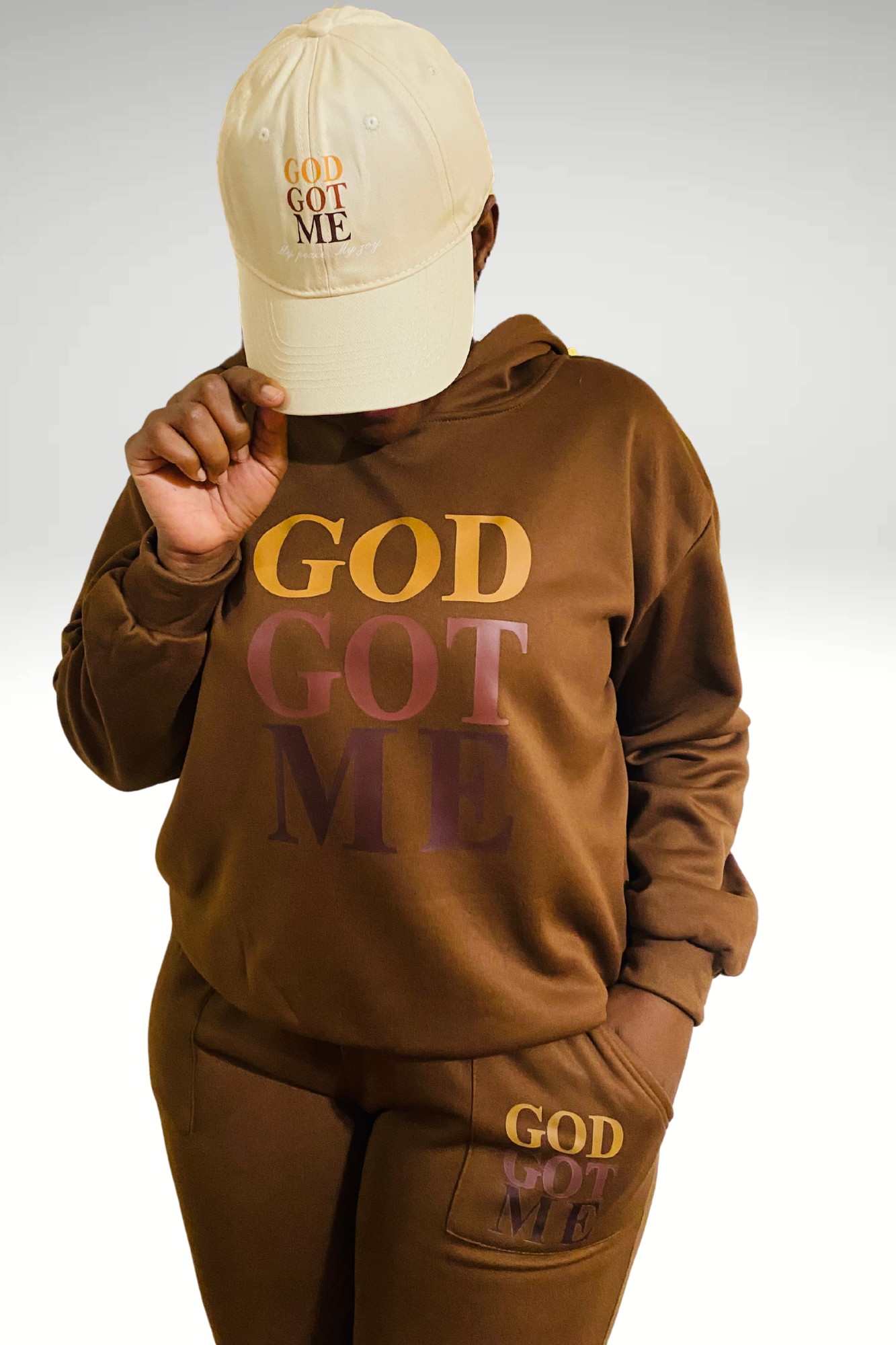 GOD GOT ME COFFEE BROWN SET