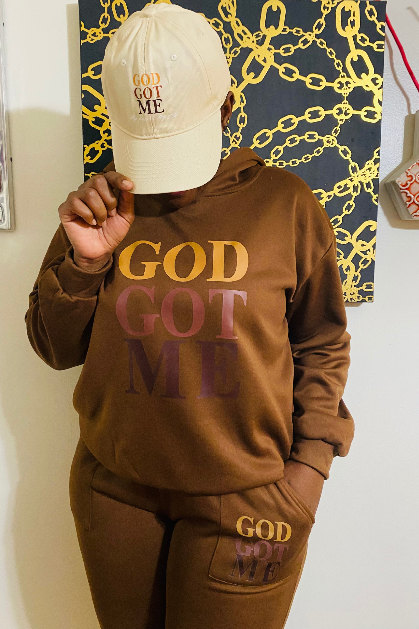 GOD GOT ME COFFEE BROWN SET