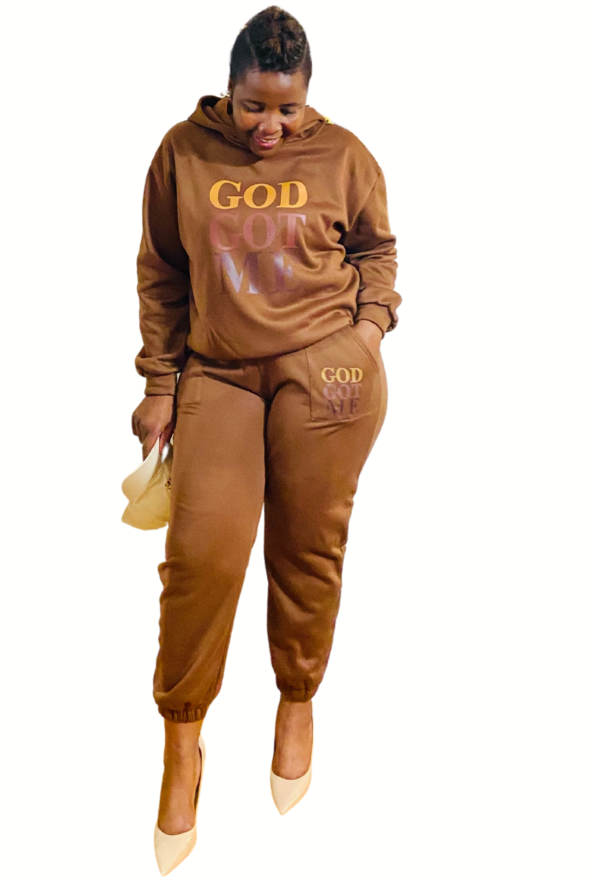 GOD GOT ME COFFEE BROWN SET