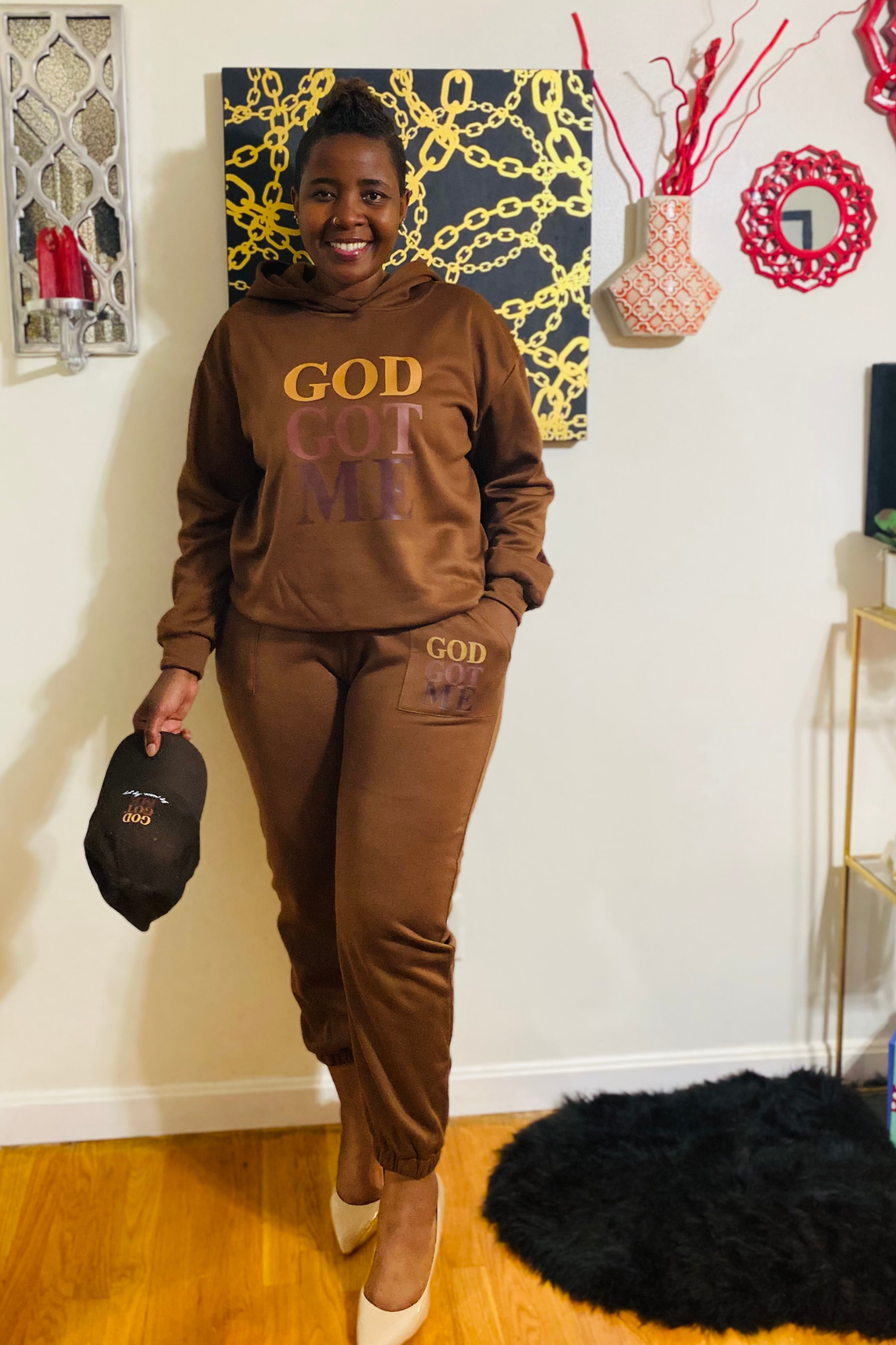 GOD GOT ME COFFEE BROWN SET