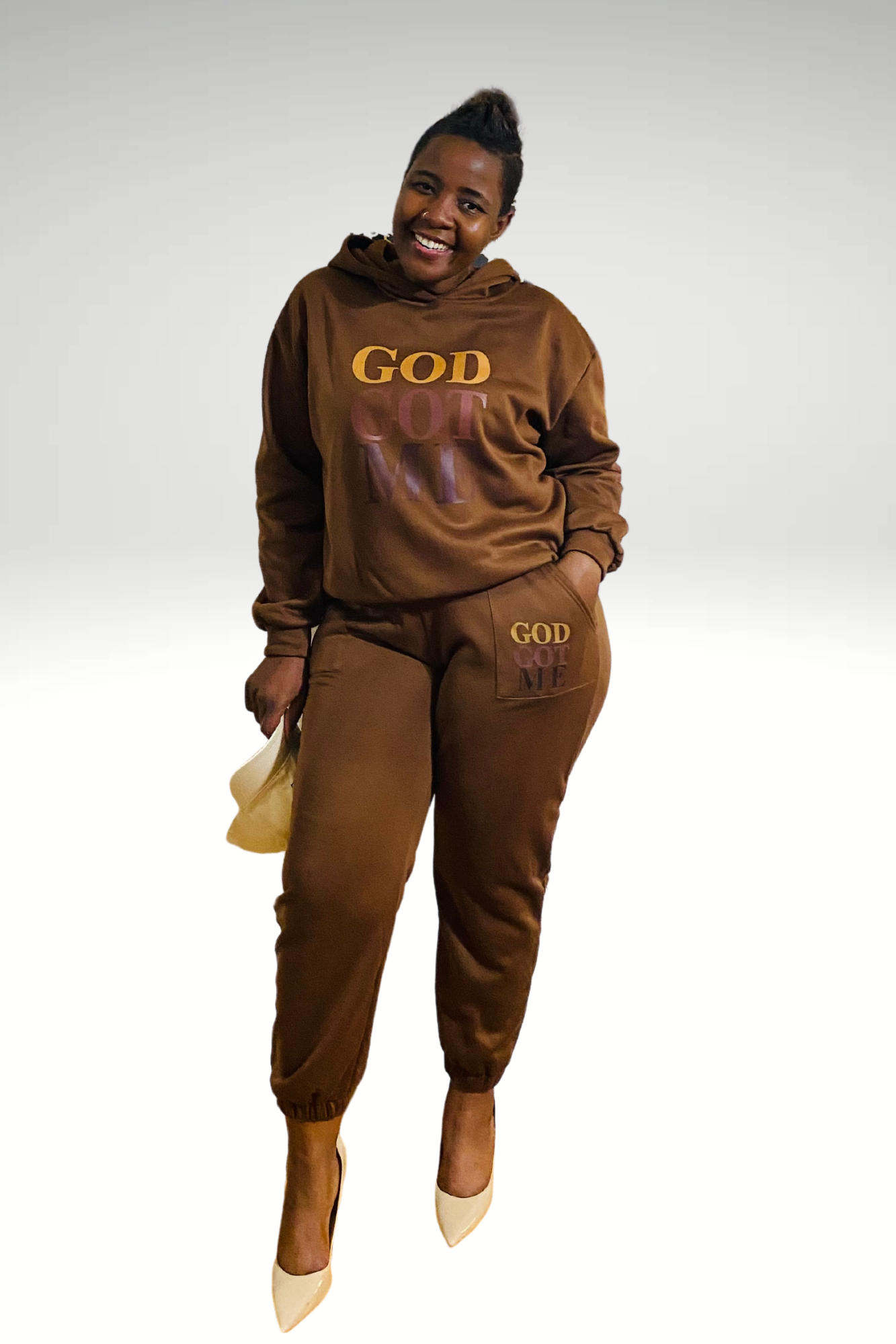 GOD GOT ME COFFEE BROWN SET