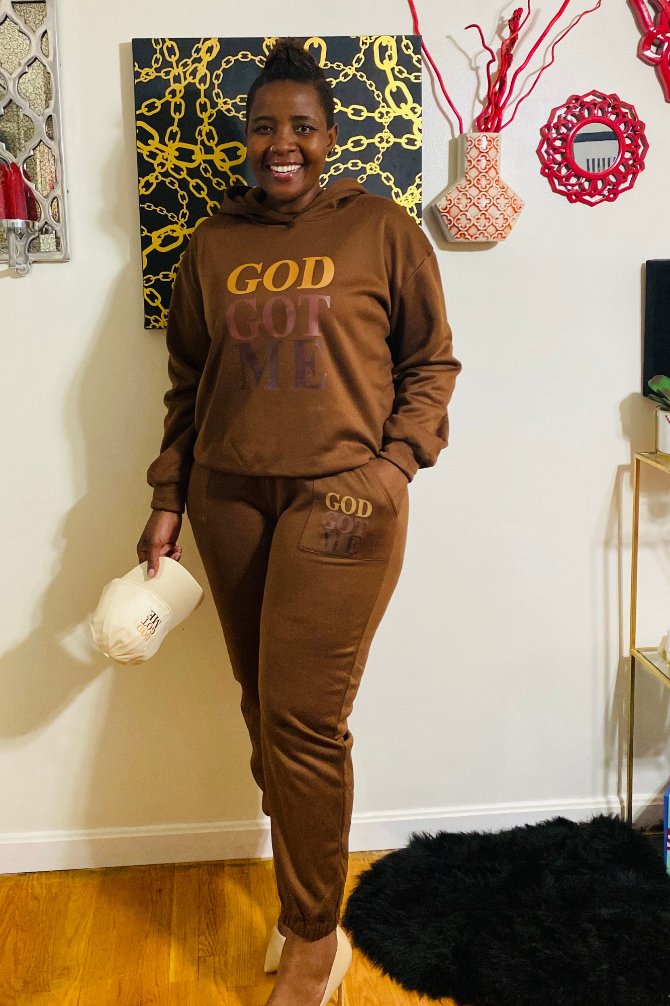 GOD GOT ME COFFEE BROWN SET