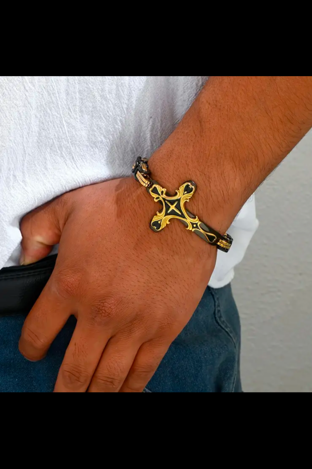 ETERNAL FAITH STAINLESS STEEL CROSS BRACELET