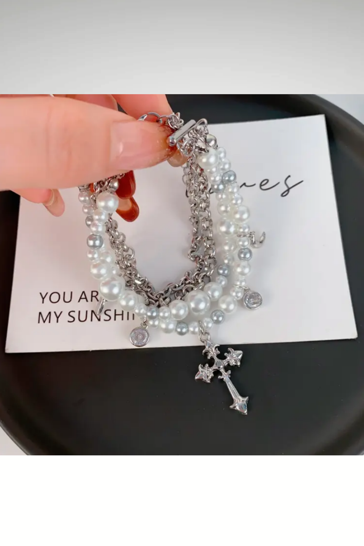 PURE FAITH PEARL CROSS BRACELET