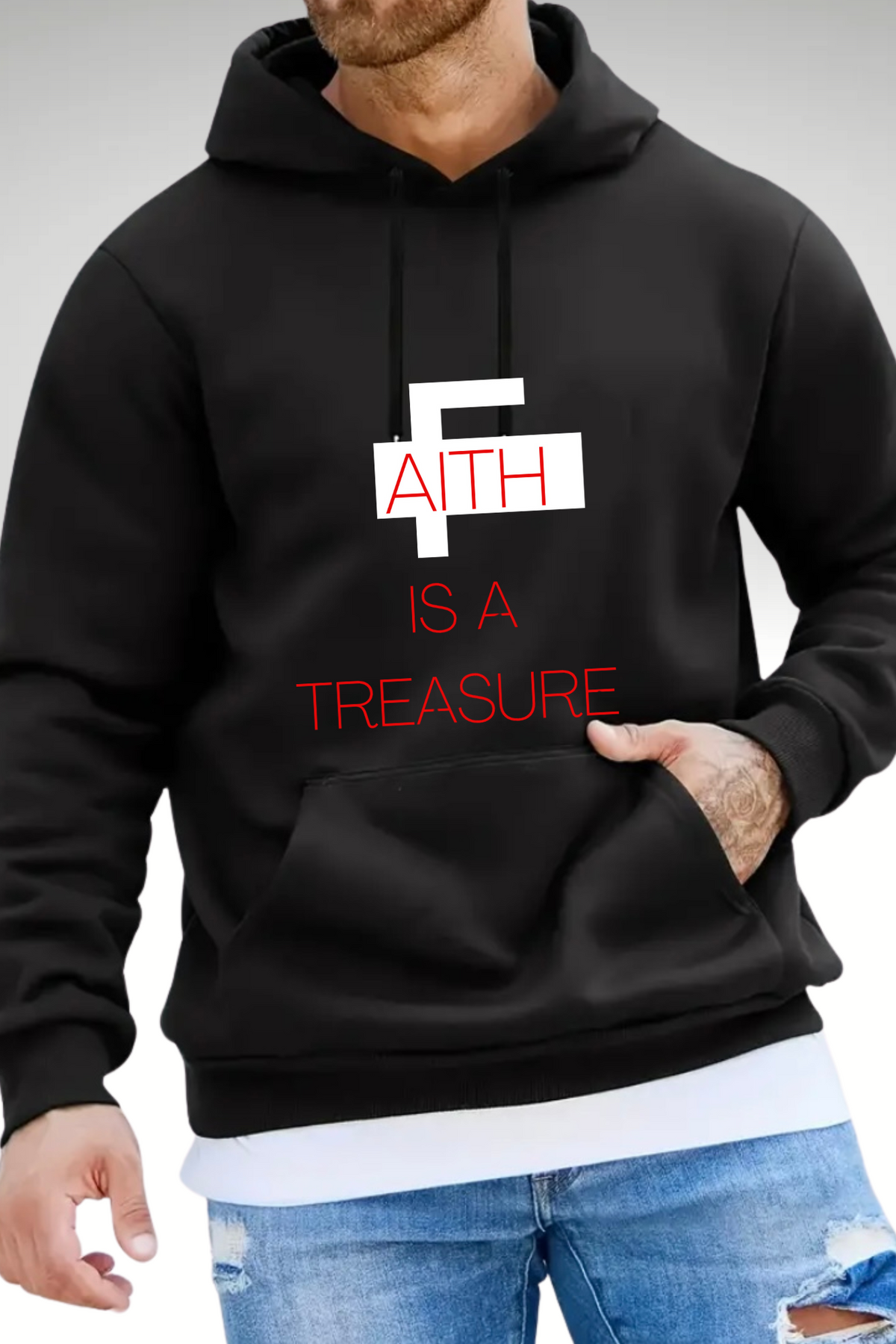 FAITH IS A TREASURE MENS HOODIE