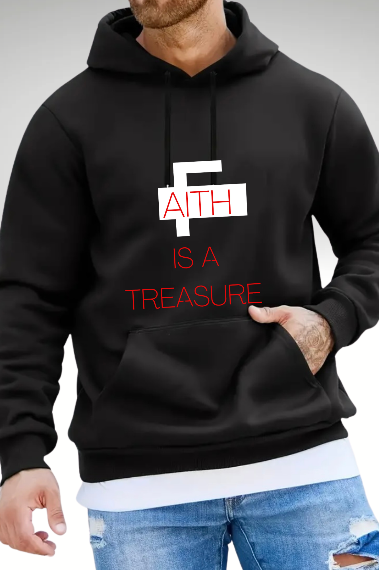 FAITH IS A TREASURE MENS HOODIE