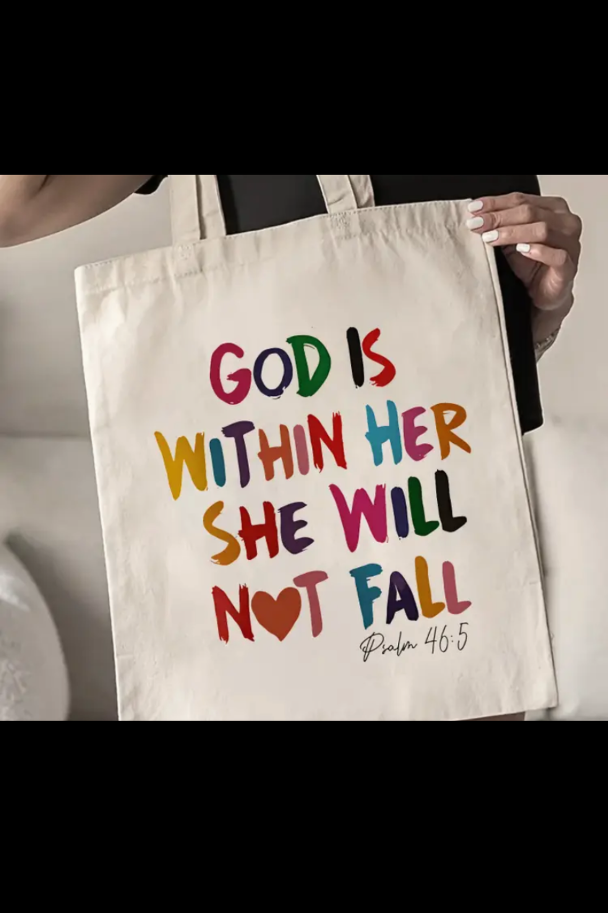 GOD IS WITH HER CANVAS BAG