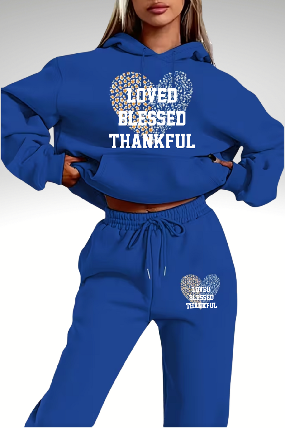 LOVED BLESSED THANKFUL HOODIE SET