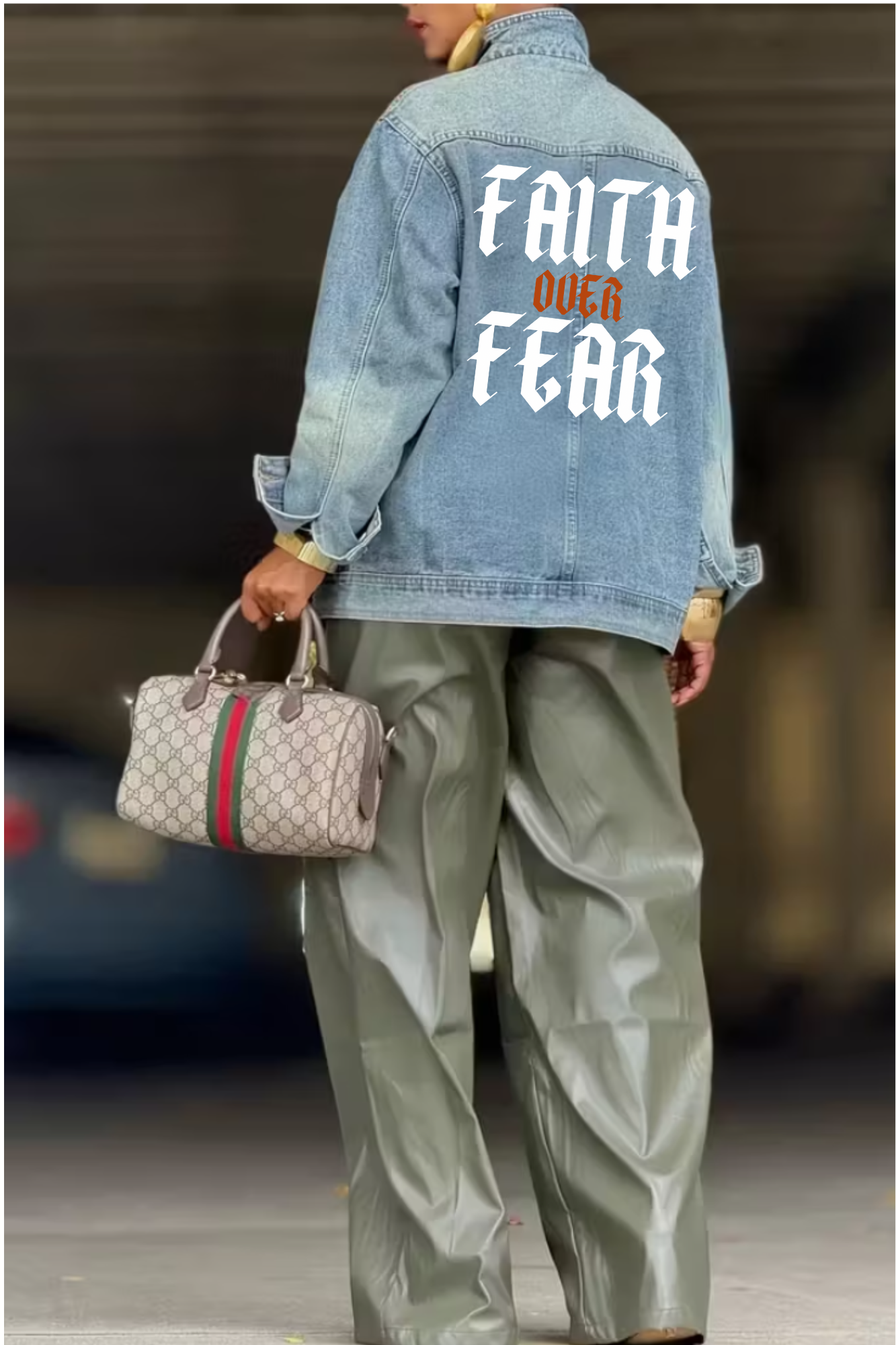 FAITH OVER FEAR DENIM JACKET