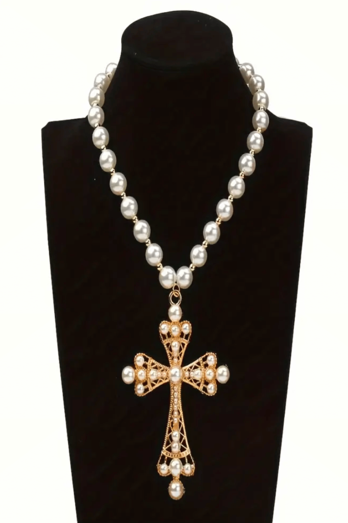GRACE & PEARL CROSS NECKLACE