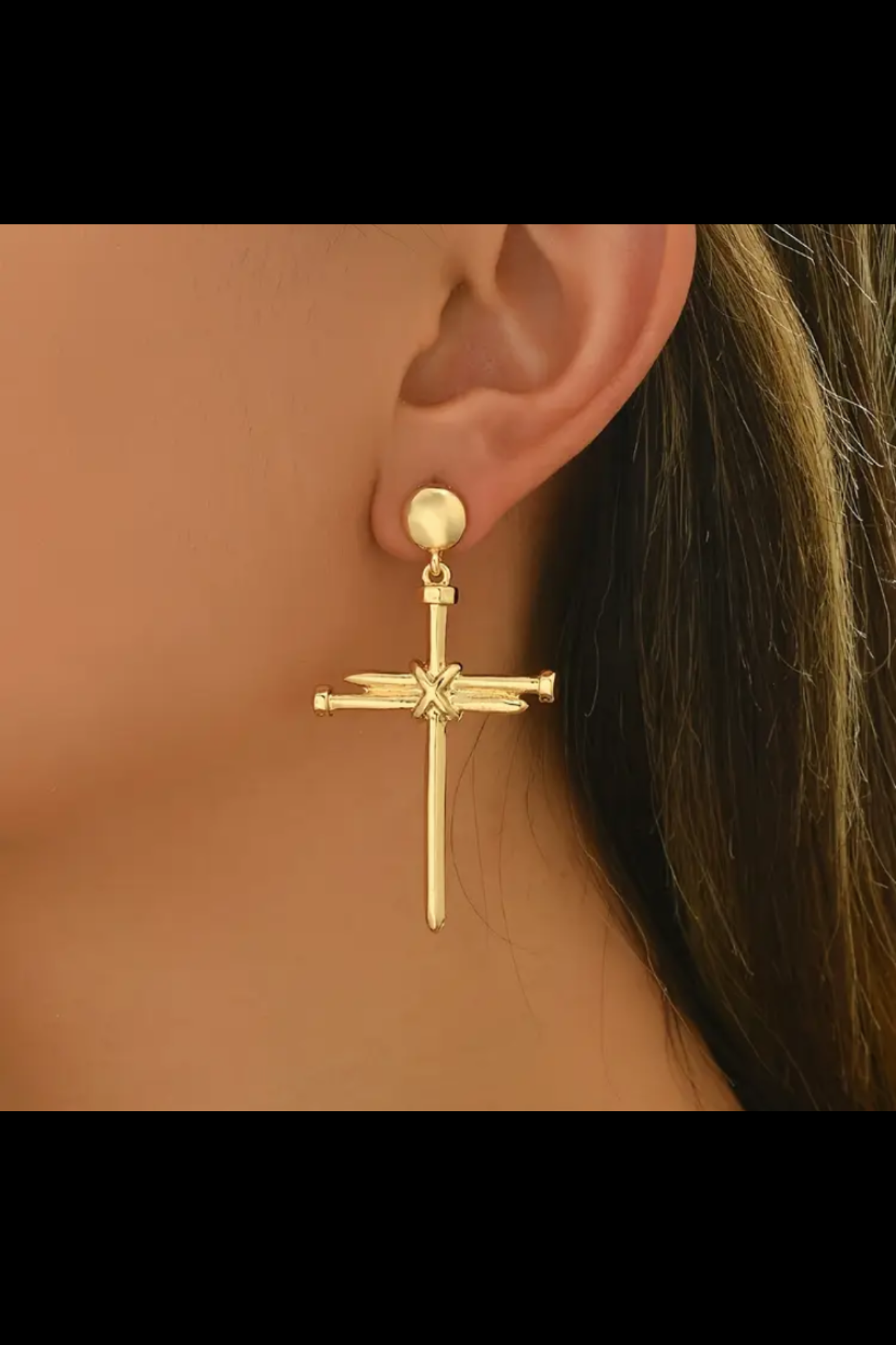 CROSS NAIL EARRINGS