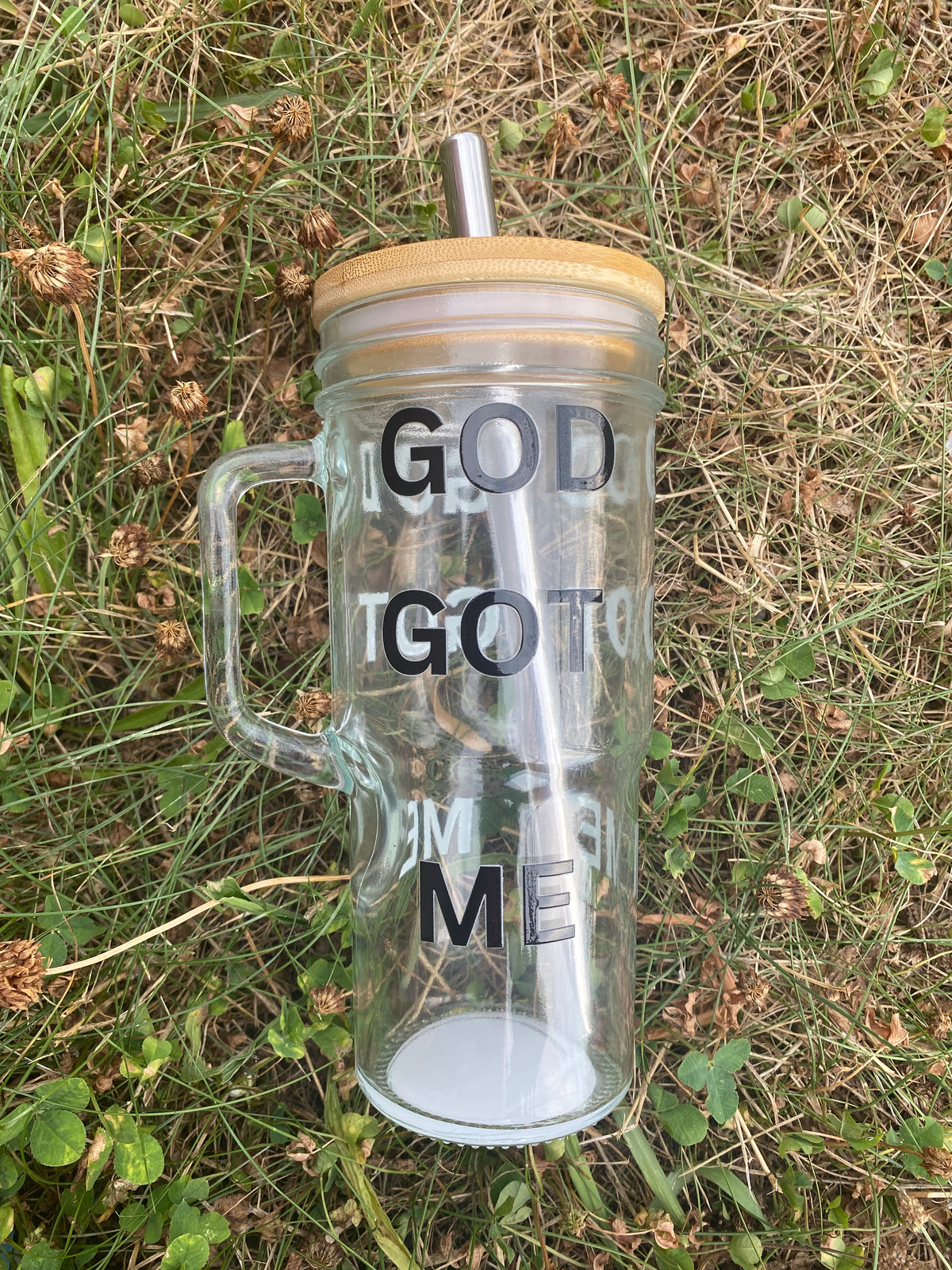 GOD GOT ME GLASS JAR