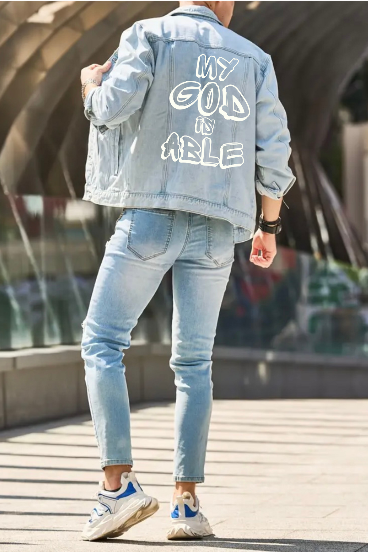 MY GOD IS ABLE MEN&#39;S DENIM JACKET