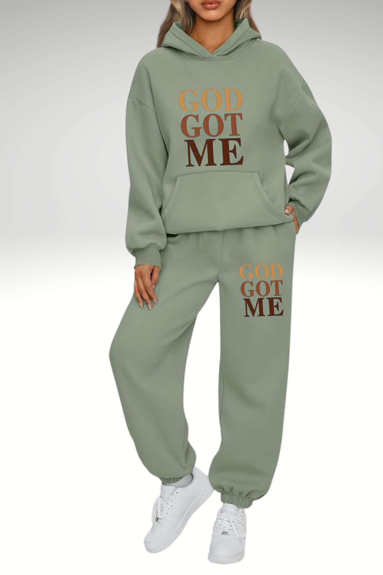 GOD GOT ME COFFEE BROWN SET