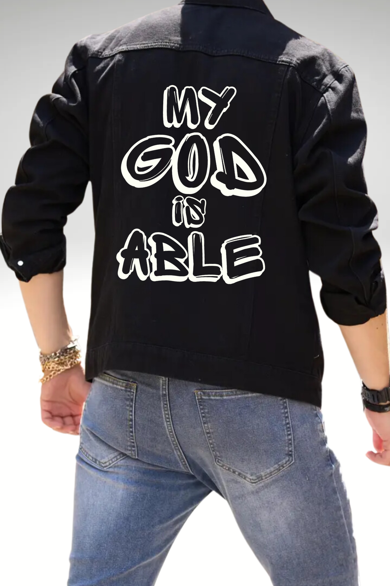 MY GOD IS ABLE MEN'S DENIM JACKET