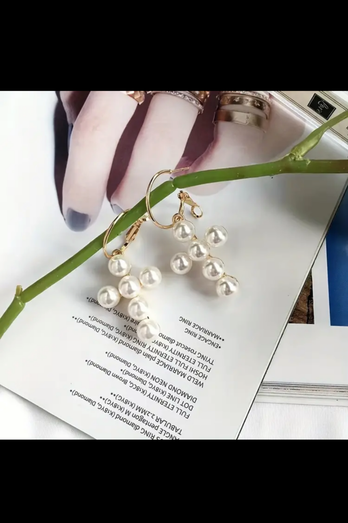 PEARL CROSS HOOP EARRINGS