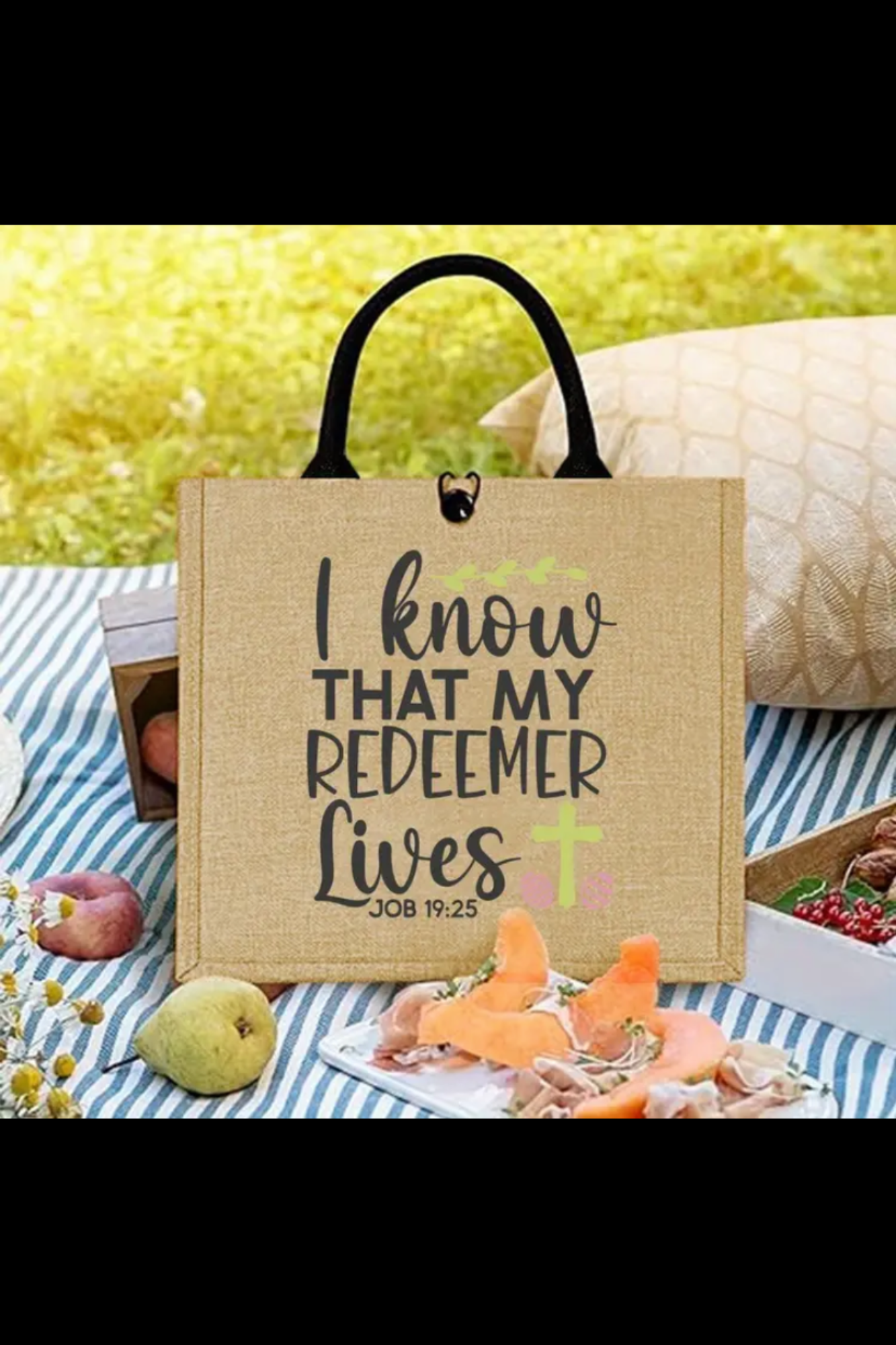 MY REDEEMER LIVES TOTE BAG