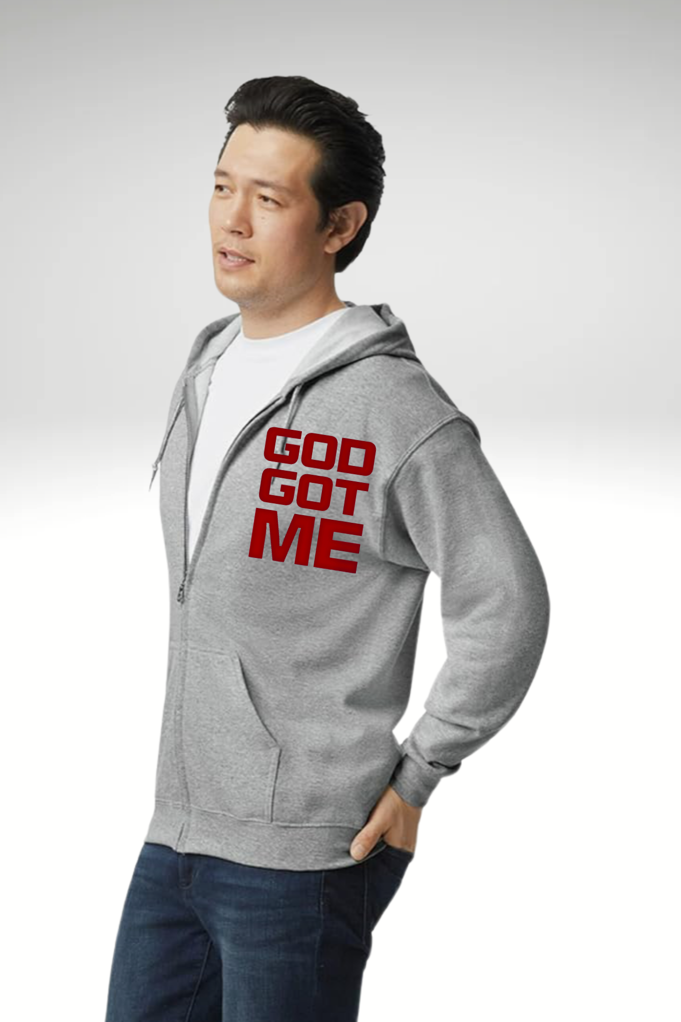RED VIBES GOD GOT ME ZIPPER HOODIE