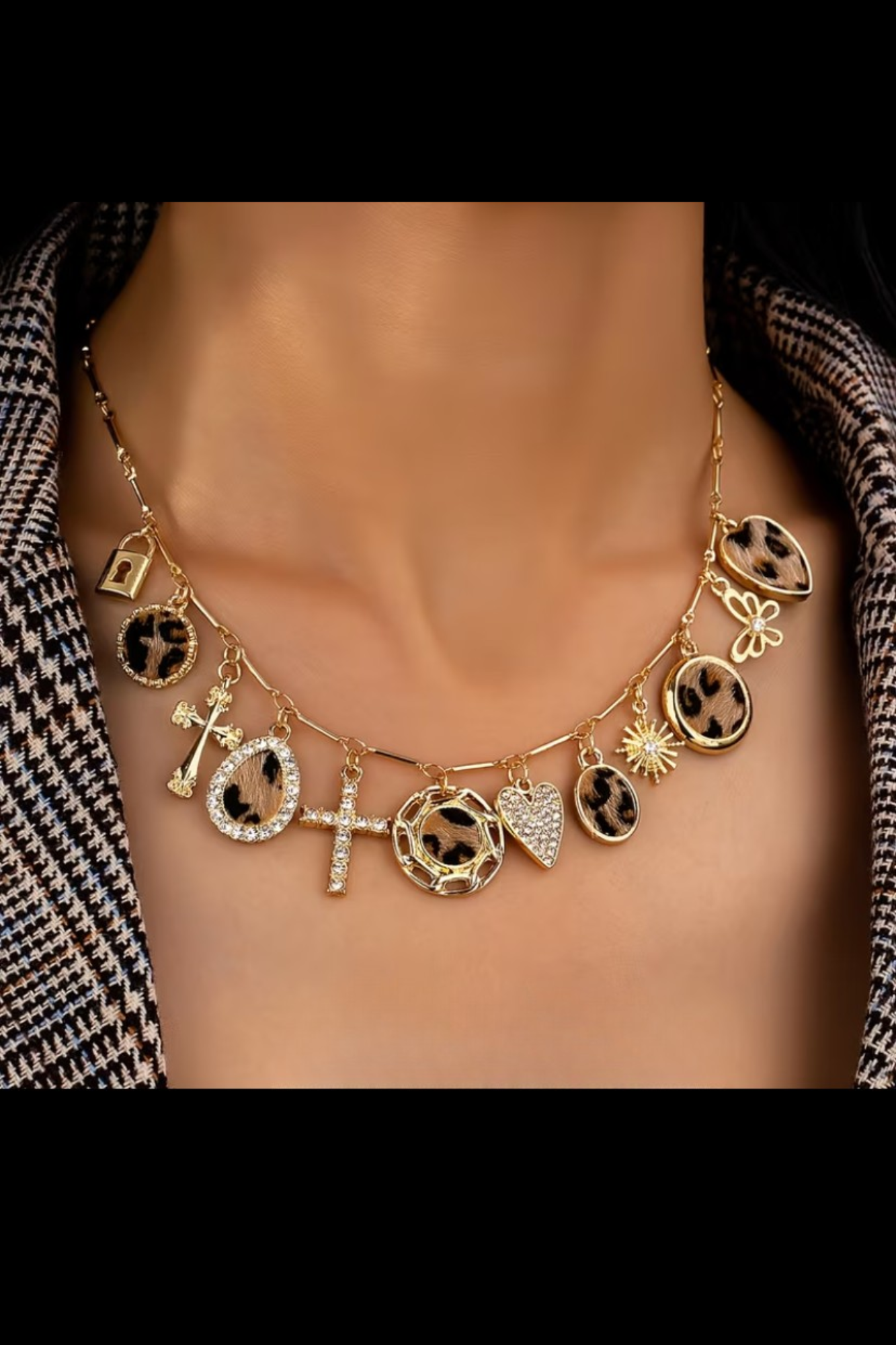 LEOPARD CROSS GRACE NECKLACE