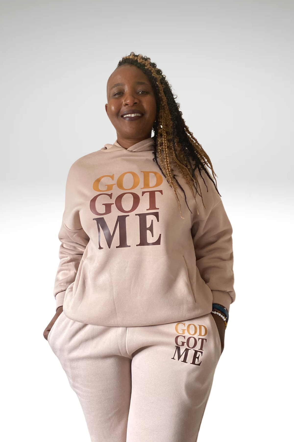 GOD GOT ME COFFEE BROWN SET