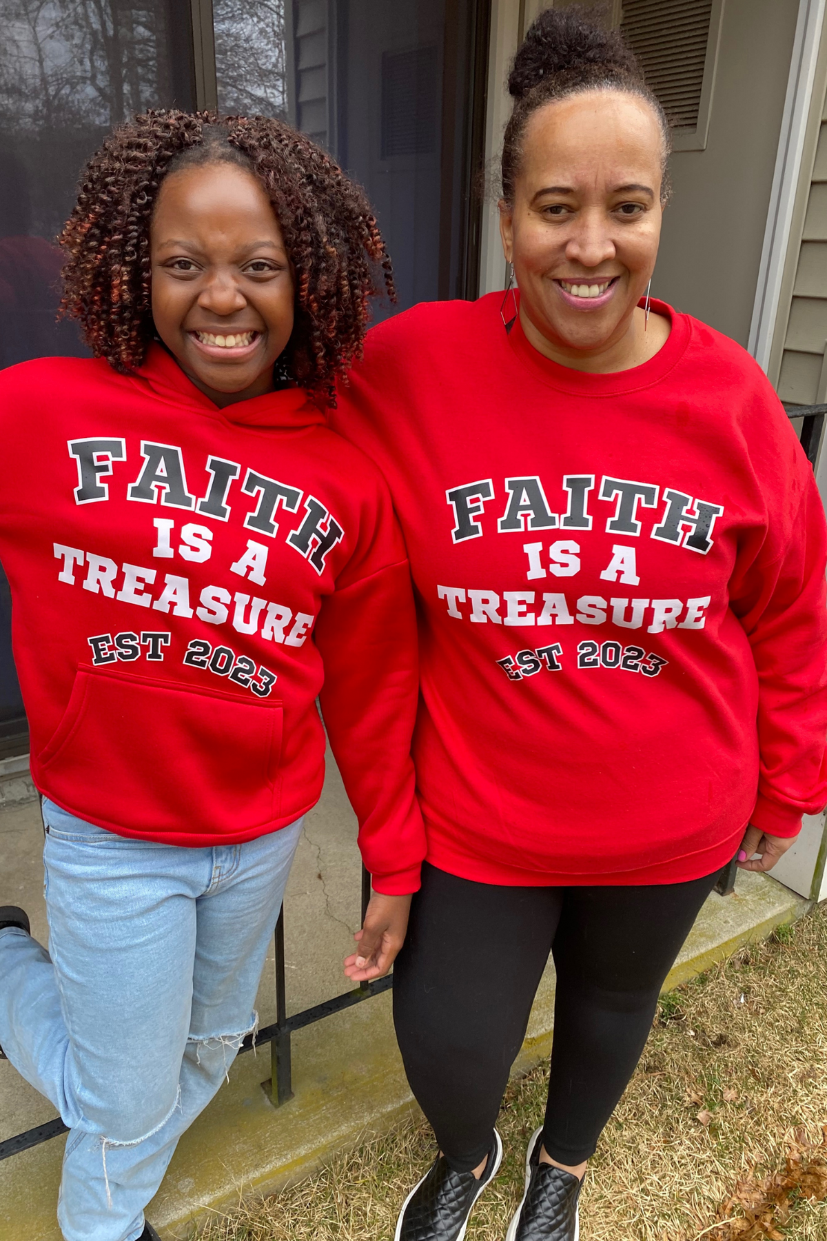 FAITH IS A TREASURE EST RED SWEATSHIRT