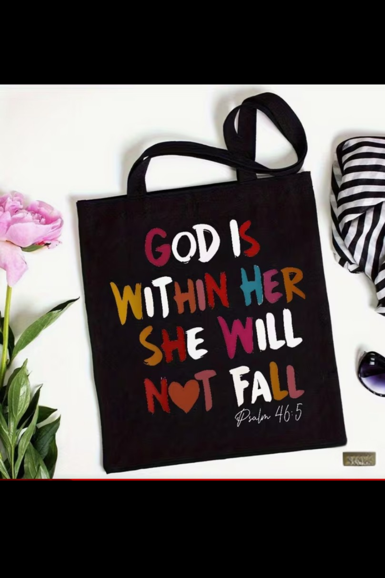 GOD IS WITH HER CANVAS BAG