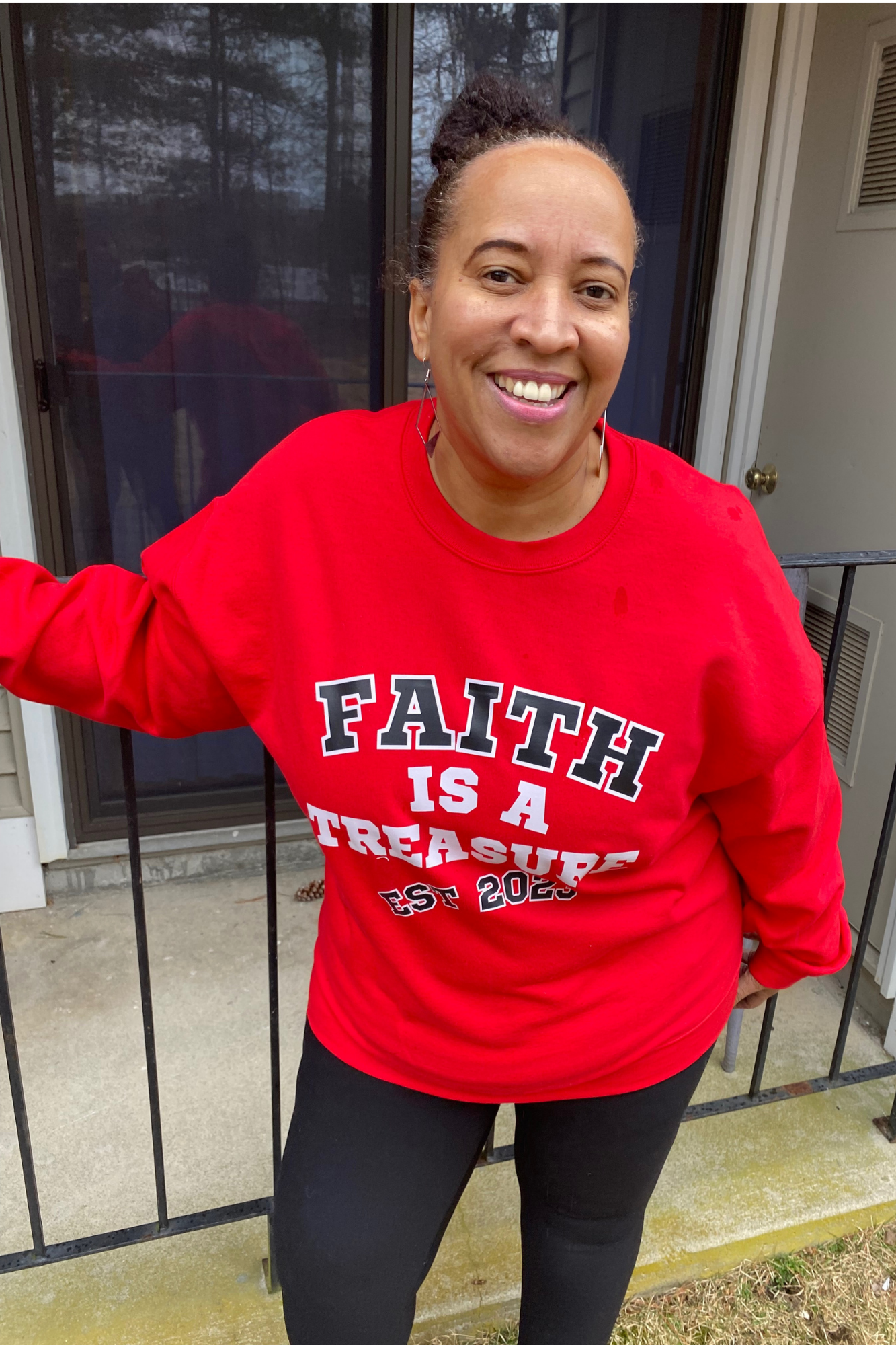 FAITH IS A TREASURE EST RED SWEATSHIRT