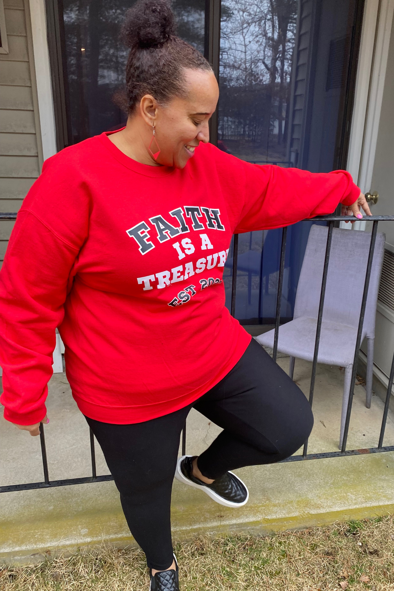 FAITH IS A TREASURE EST RED SWEATSHIRT