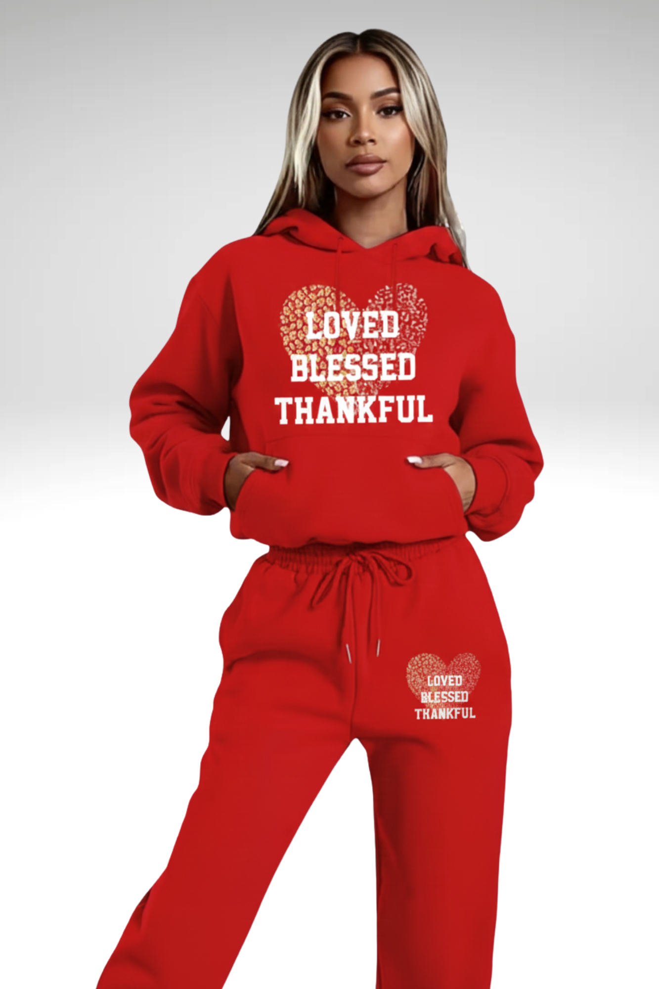 LOVED BLESSED THANKFUL HOODIE SET