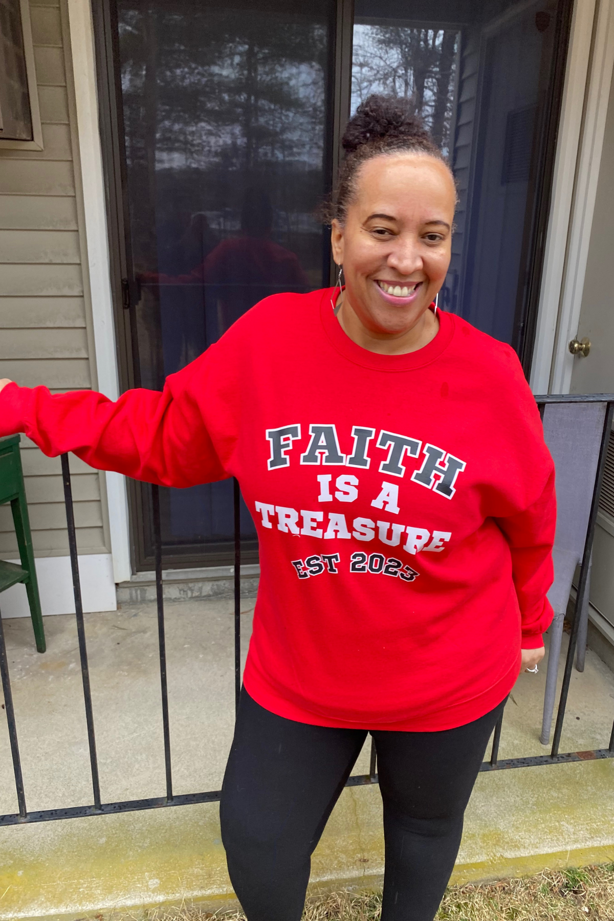 FAITH IS A TREASURE EST RED SWEATSHIRT