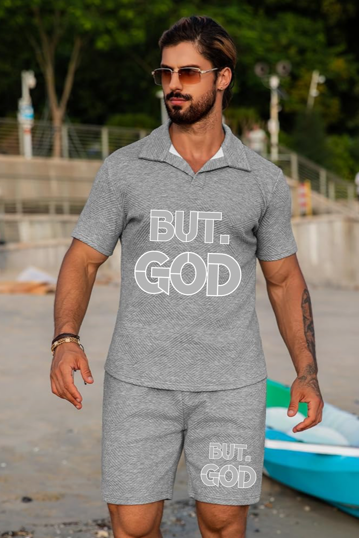 BUT GOD SHIRT SHORT SET
