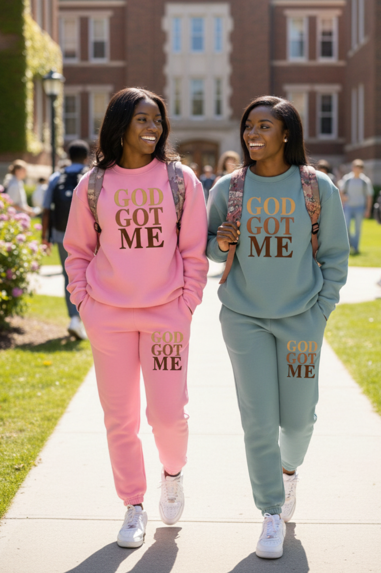 GOD GOT ME BROWN SWEATSHIRT SETS