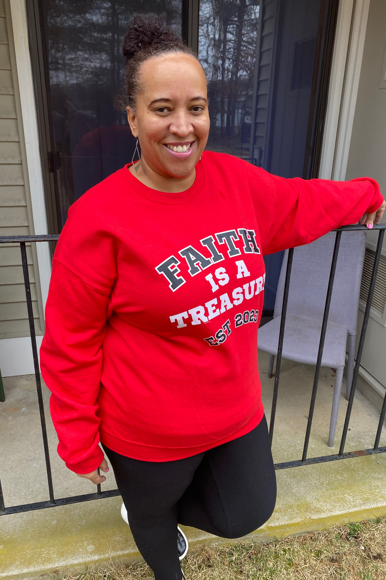 FAITH IS A TREASURE EST RED SWEATSHIRT