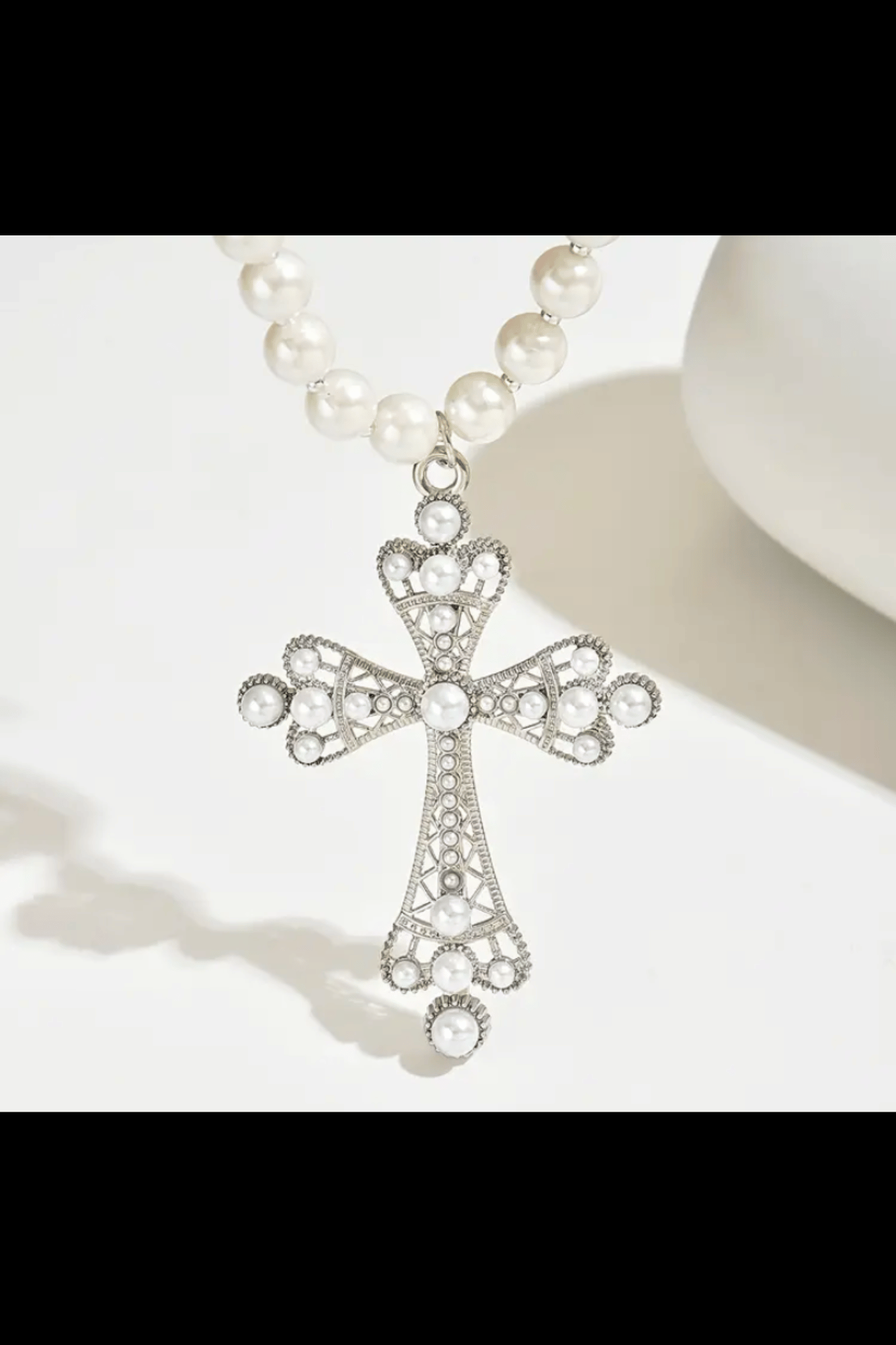 GRACE & PEARL CROSS NECKLACE