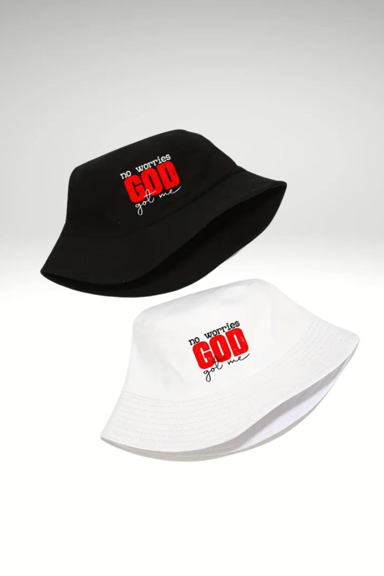 NO WORRIES GOD GOT ME BUCKET HAT