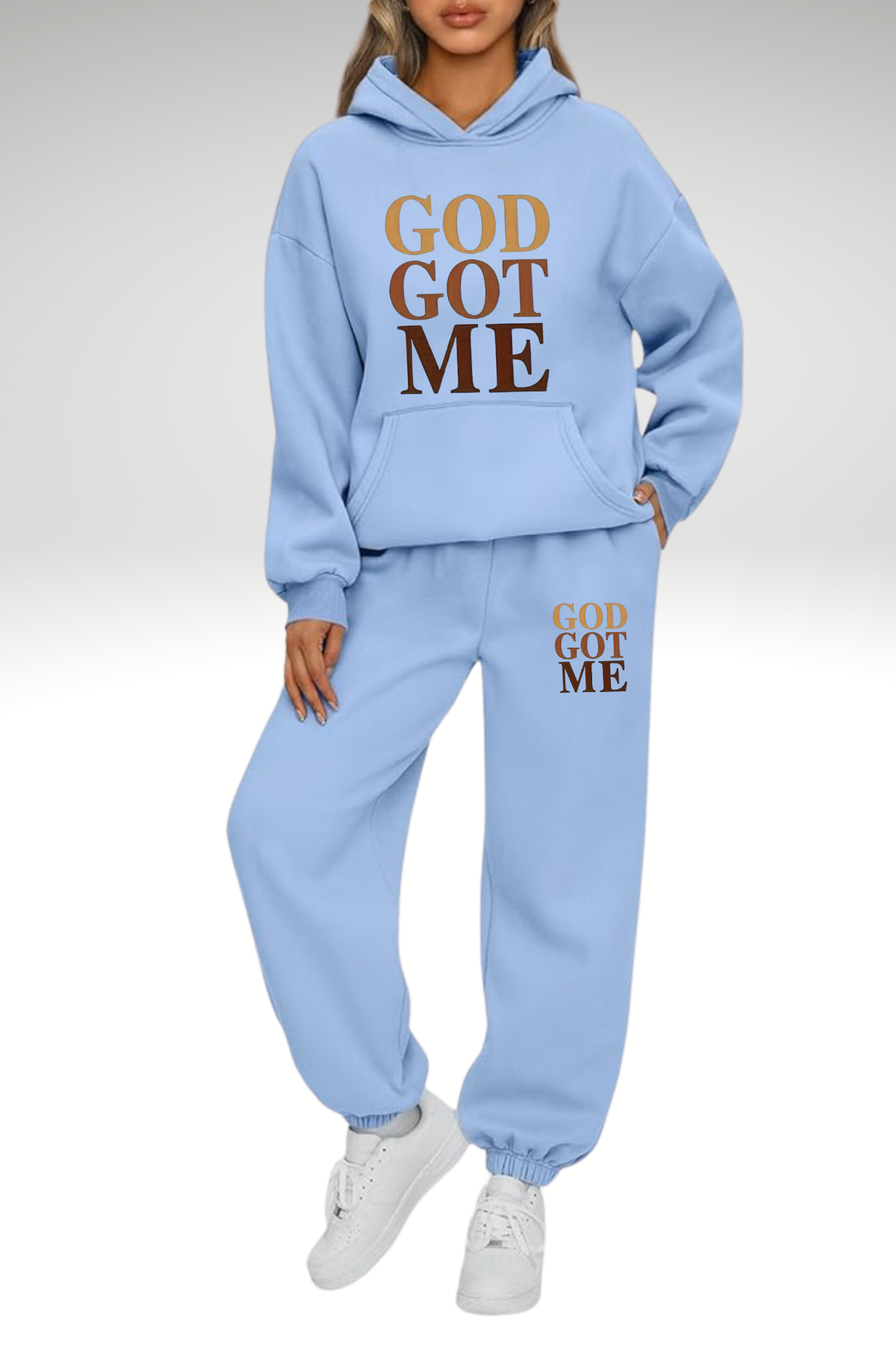 GOD GOT ME COFFEE BROWN SET