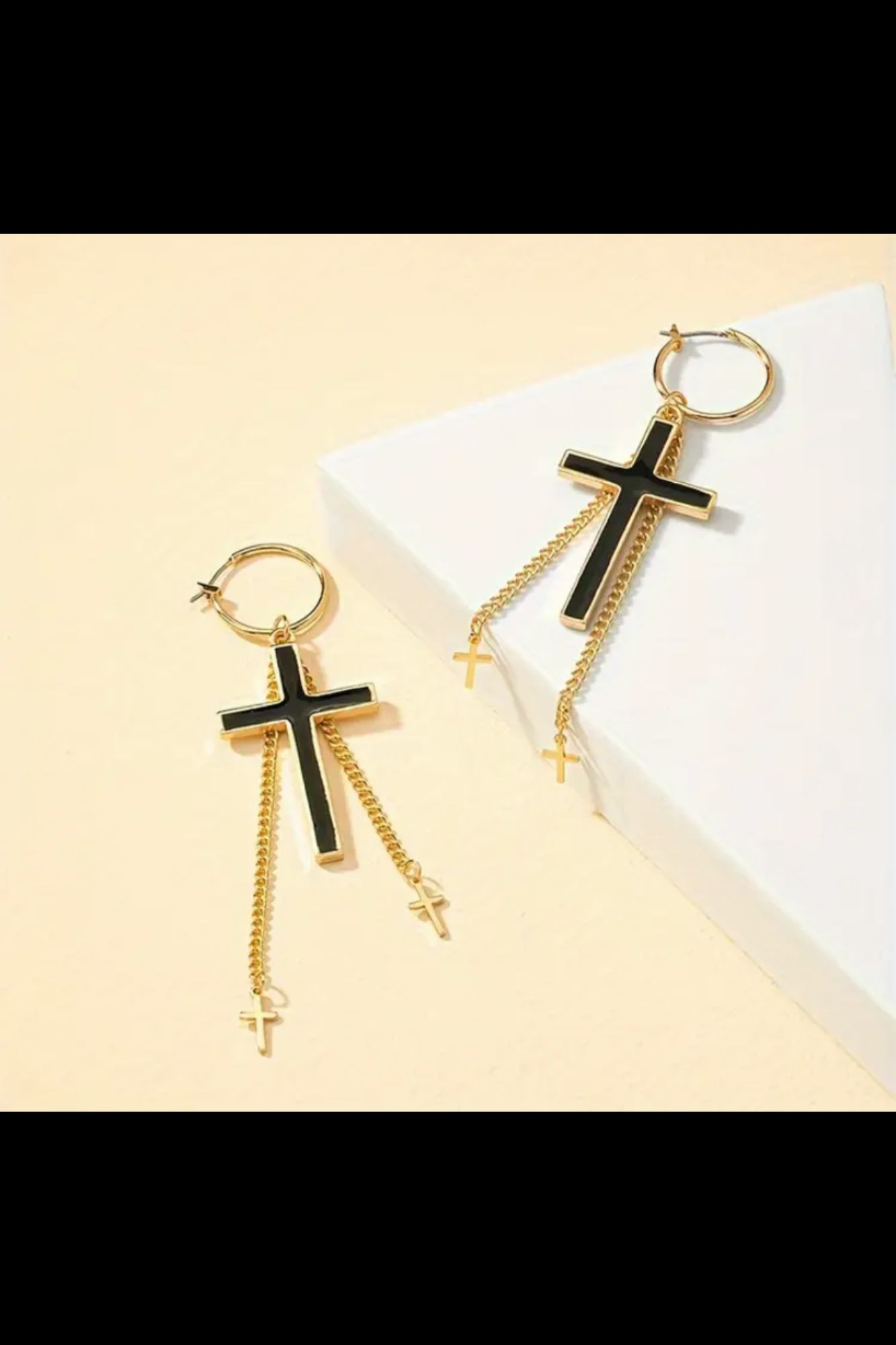 FAITHFUL GLORY CROSS CHAIN EARRINGS