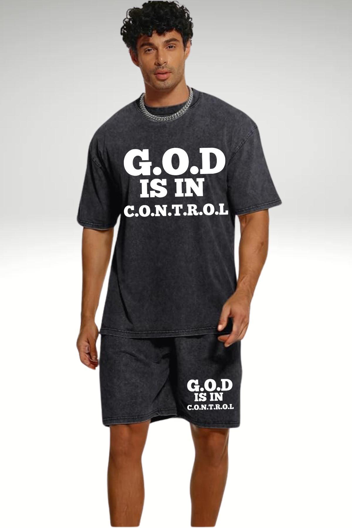 GOD IS IN CONTROL MENS SHORT SET