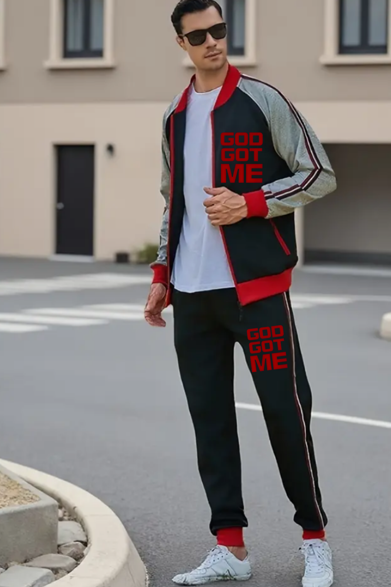 RED VIBES GOD GOT ME SUIT