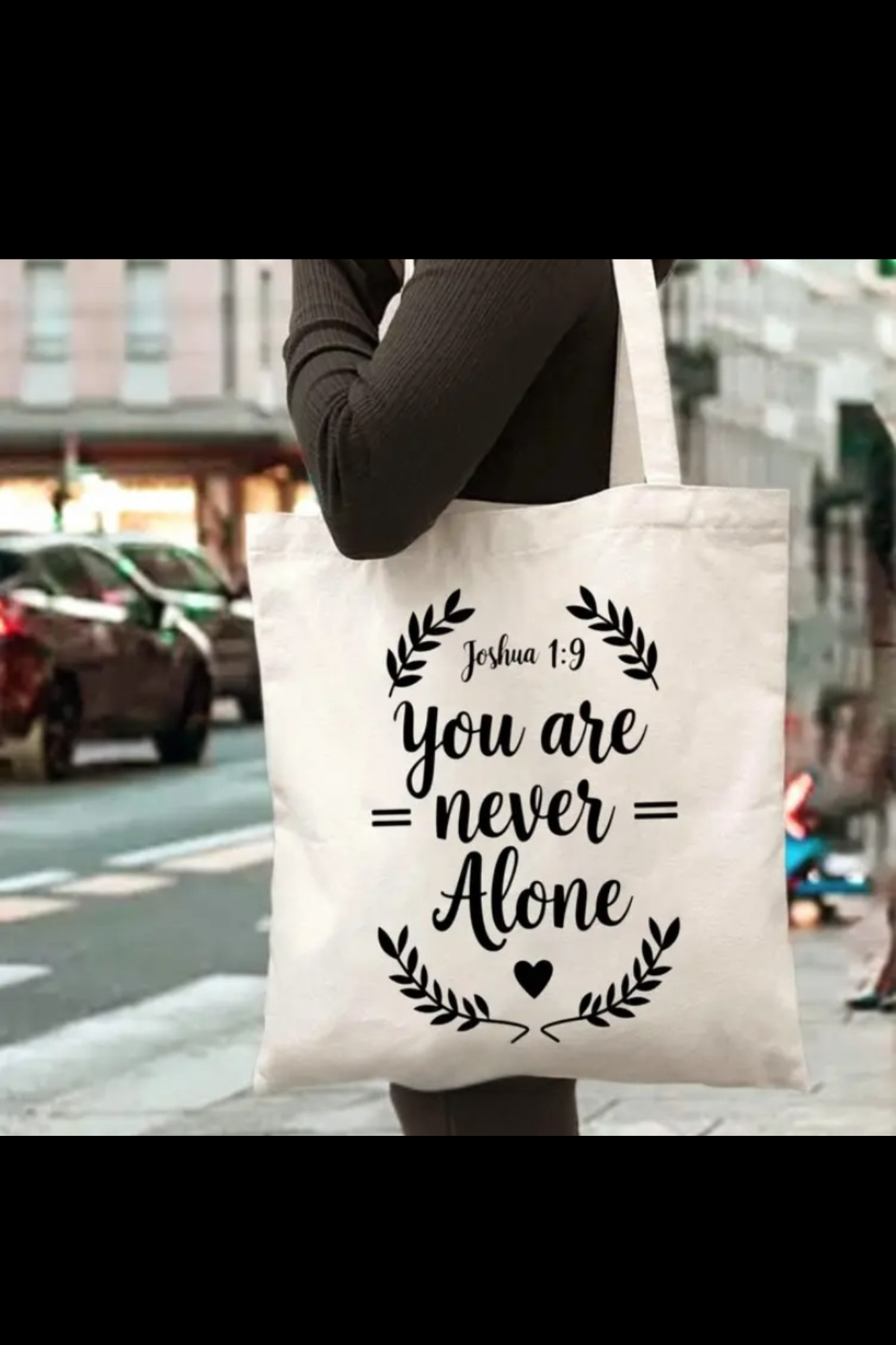 NEVER ALONE CANVAS BAG