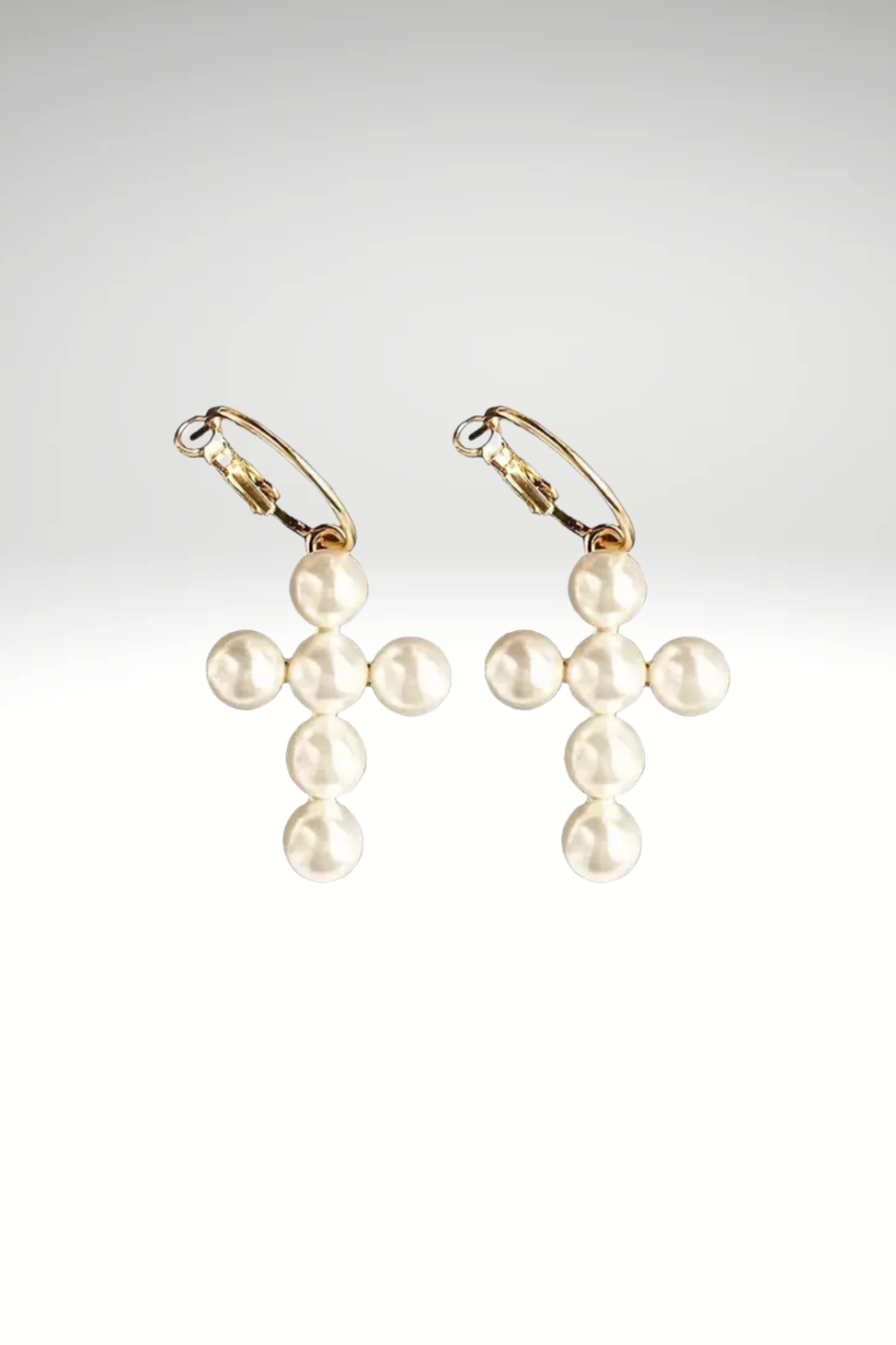 PEARL CROSS HOOP EARRINGS